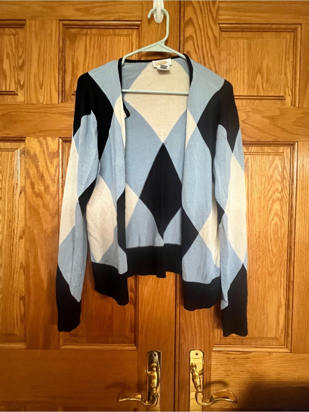 Talbots - Vintage Blue Argyle Cardigan